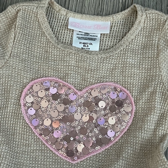 NWT Bonnie Jean Baby Thermal/Tulle Sequin Dress | Pink/Tan | 12M - Picture 3 of 6